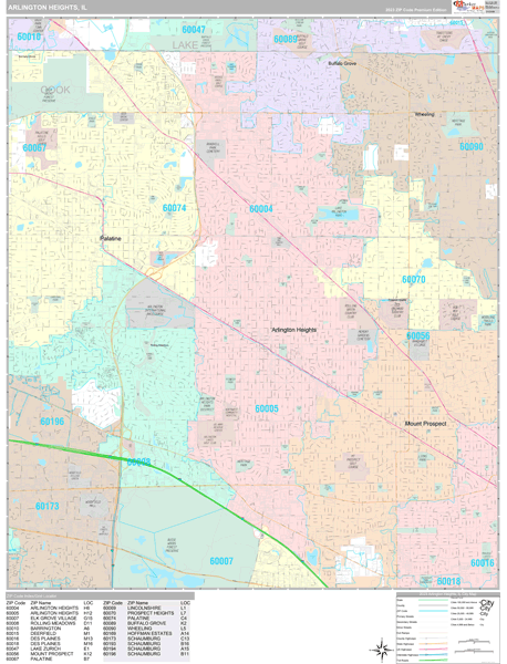 Arlington Heights City Digital Map Premium Style